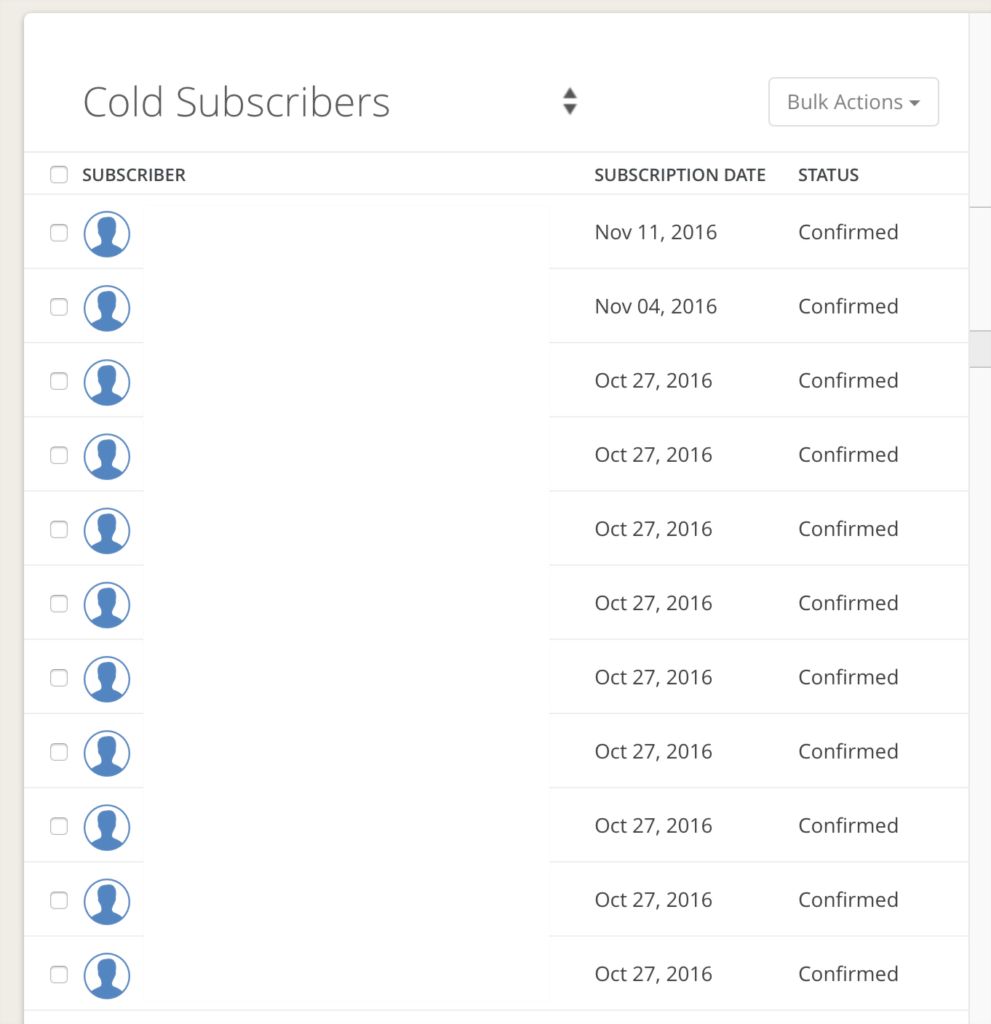 ConvertKit Cold Subscriber Sort Option