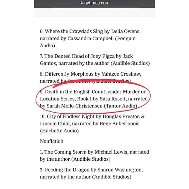 Oh my goodness! Death in the English Countryside is an Audible Bestseller in the New York Times!
