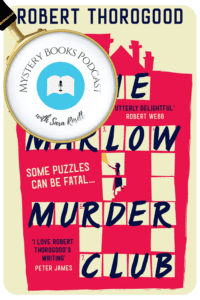 Cover of Marlow Murder Club Mystery with crossword puzzle and magnifying glass for Mystery Books Podcast Season 3 Sara Rosett.png